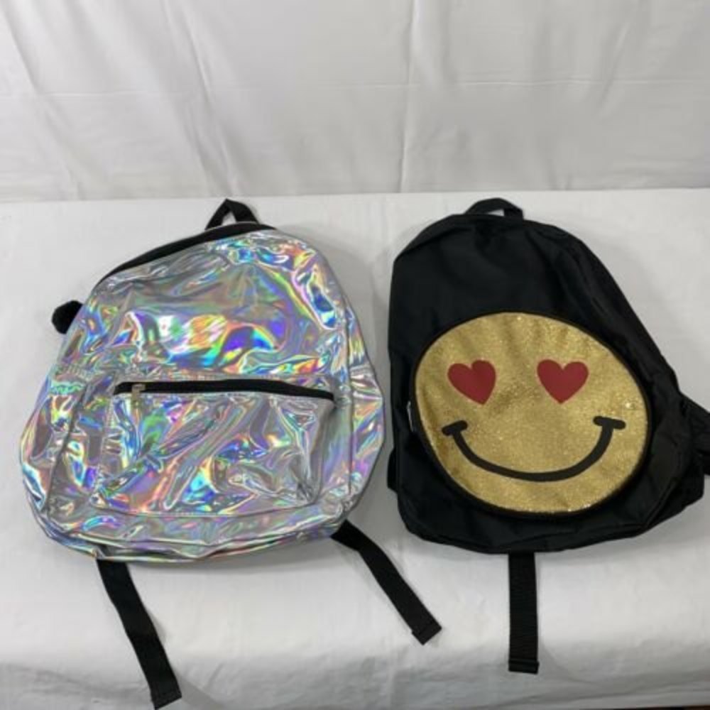 Kids Backpack Lot Of 2 Happy Face And  Shiny mochila escuela kids